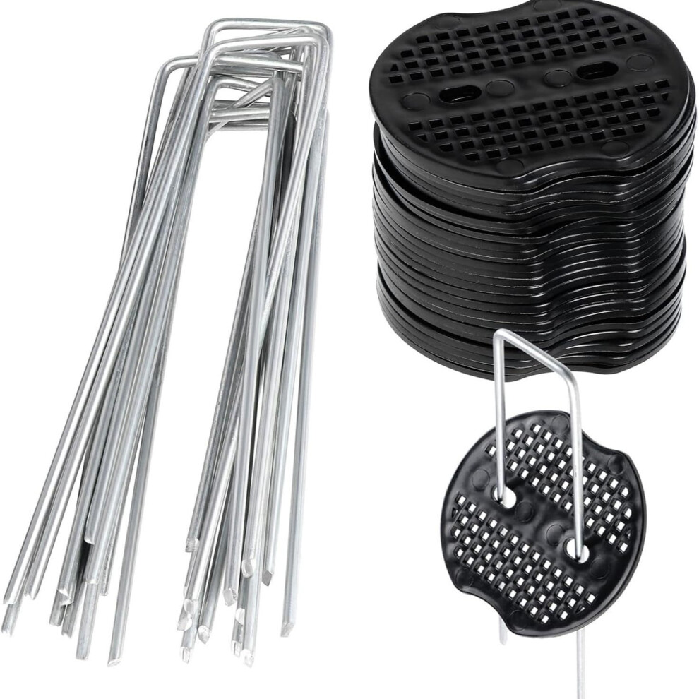 50 Pack Galvanized Landscape Staples With Gaskets, Rustresistant U Shaped Garden Stakes For Weed Barrier And Ground Anchoring 9771547342601