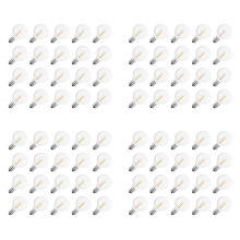 80 Stuks G40 LED-Vervangende Gloeilampen E12 Schroefvoet Onbreekbare LED-Bollampen voor Zonne-Lichtslingers Warm