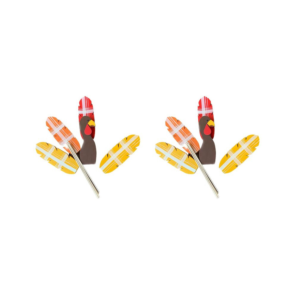 Semoic 2X Funny Wooden Turkey Sticks Flowerpot Fire Chicken Artcraft Planter Container Ornament Outdoor Garden Farm Yard