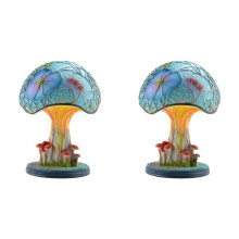 2X Kreatywne Witraż Lampa Stołowa Grzyb Vintage Zwierzęcy Seria Roślin w Kształcie ŻYwicy Sypialnia Decora Gospodarstwa Domowego,C