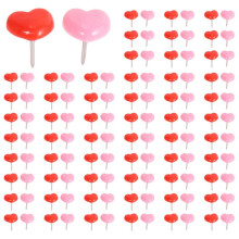 200 Stuks Hartvormige Push-Pins, Prikborden, Duimspijkers, Roze Schattige Muurspijkers Decoratief voor Kurkbord Thuis en op Kantoor