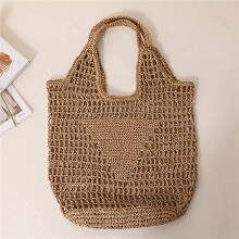 2X Summer Fashion Beach Bags Women Shoulder Bag Hollow Handwoven Simple Soft Handbag Large Casual Tote Storage Bag E