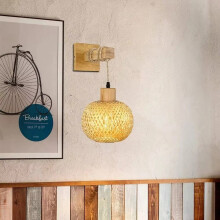 Retro Bamboo Bedside Wall Lamp E27 Lighting Fixture for Living Room Kitchen Loft Internal Wall Sconce Home Lighting