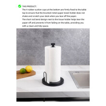 2X Porta Asciugamani di Carta da Appoggio, Porta Asciugamani di Carta con Sistema un Cricchetto per Cucina Bagno Nero