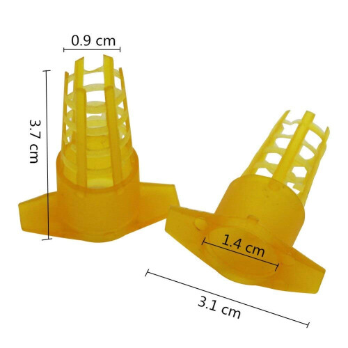 30Pcs Beekeeping Tools Yellow Plastic Queen Cage Protector Set, Reusable SnapOn Hive Covers 1