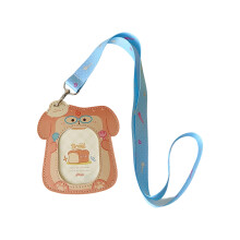 Fun Cartoon Themed Neck Hanging Card Wallet Soft PU Card- puppy
