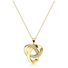 (Gold color) Women's New S925 Sterling Silver Clover Necklace, Full CZ Clover Pendant