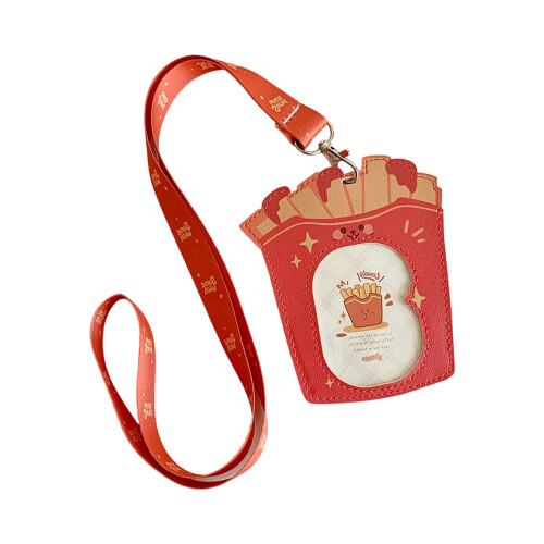 Funny Design Badge Storage Case Smooth PU-red fries