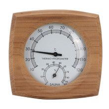 2in1 Cedar Wood Sauna Thermometer Hygrometer, Corrosion Resistant Wall Mounted Temperature and Humidity Gauge