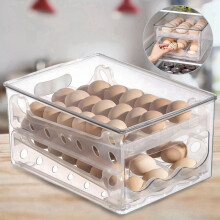 2X Slide Eggs Storage Box Egg Holder Container Réfrigérateur Tiroir Empilable Food Eggs Box Cuisine Réfrigérateur Organisateur