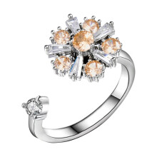 Adjustable Sterling Silver Flower Clip-On Nose Ring with Zirconia, Fidget/Spinner Ring for Anxiety Relief – One Size, Compatible with #01 E