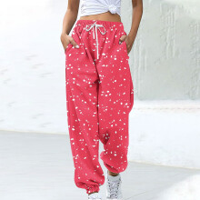 Dames joggingbroek met print, trekkoord, losse pasvorm, zakken, kleurblokken, casual, met manchetten bij de enkels, comfortabel en geschikt voor alle