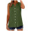 Women's Sleeveless Button-Down Blouse V-Neck Pleated Front 1