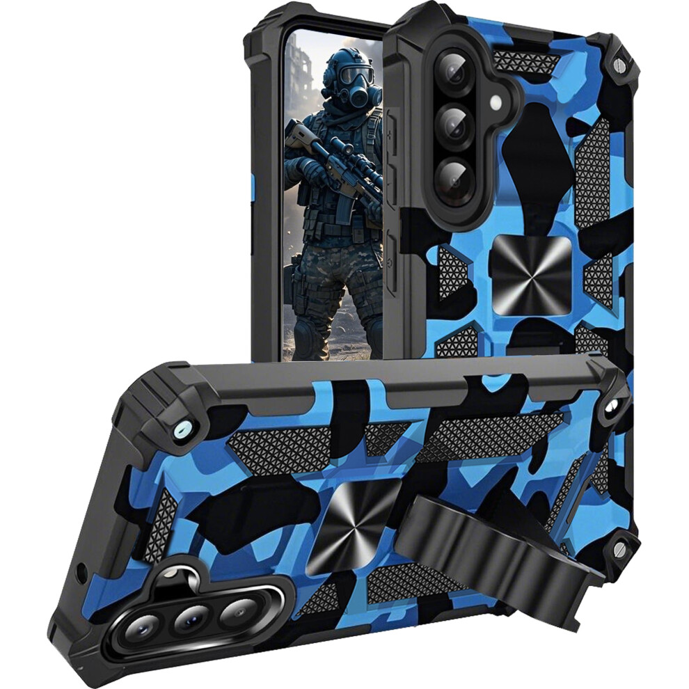 Camouflage Case With Kickstand For Samsung Galaxy A56 Â Military-Grade Shockproof Cover, Built-In Stand, Dark Blue 9365509716519