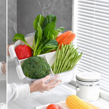 Multi-Functional Draining Basket – Compartment Dishwashing Basin, Fruit & Snack Tray, Coffee Table Organizer; Compatible with Kitchen & Living Room