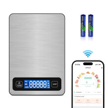 Behome Food Scale, Digital Kitchen Scale 10kg/22lb, Large LCD, 5 Units, for Baking/Weight Loss/Calorie Counting, Silver