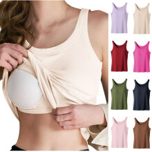 Dame Ribbede Tank Tops Innebygd BH Basic Tank Top Ermeløs Rund Hals Tank Top