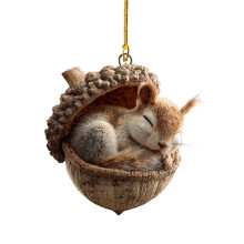 3D-Weihnachtsornamente aus Acryl in Tierform, Waldmotiv, 6 Stück