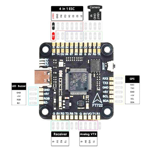 2X Controlador de Voo F722 Stack F7 BLHELI-S 100A 4 em 1 ESC 30,5 X 30,5 mm 3-6S para RC FPV 13 Polegadas 15 Polegadas Freestyle Drones Parts