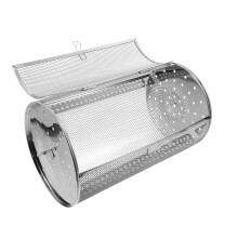 Rotisserie Grill Basket Stainless Steel Rotating Drum Cage with QuickAccess Door for BBQ Vegetables