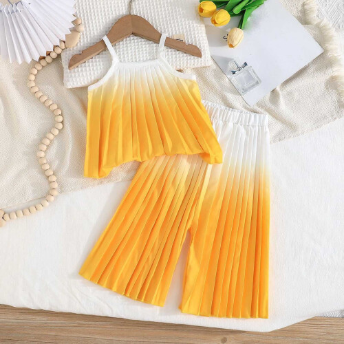 Éadaí Samhraidh 2 phíosa do Chailíní Camisole Buí Ombre agus 1