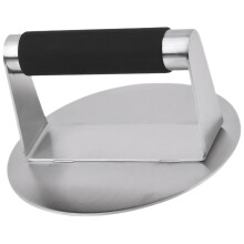 Stainless Steel Burger Press with Ergonomic Silicone Handle, Round Meat Press Tool for Grilling and Shaping Patties