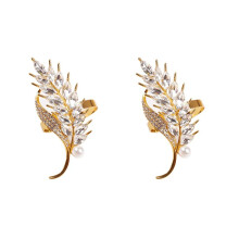 12Pcs Hotel Napkin Ring Napkin Holder Wheat Ears Napkin Buckle Christmas Wedding Party Crystal Napkin Circle Table Decor
