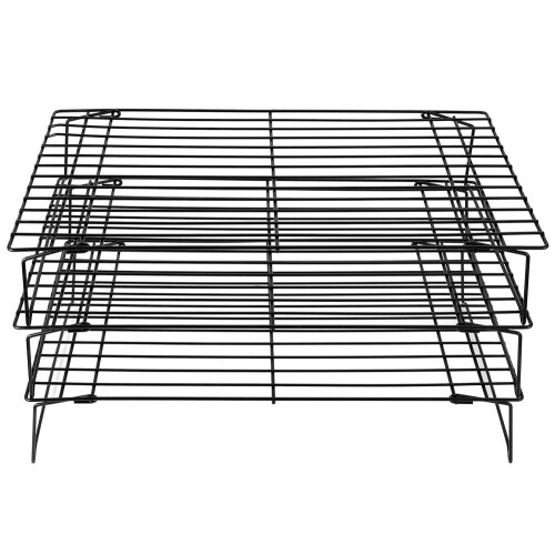 Three Tier Oven Rack Foldable Baking Cooling Rack with 3 Layers for BBQ Grill Cakes Cookies