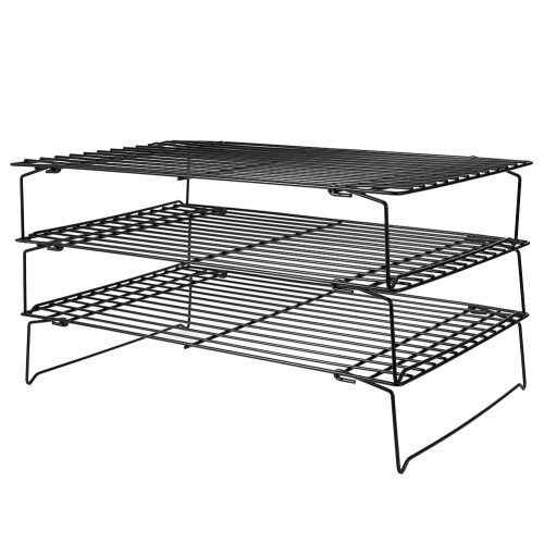 Three Tier Oven Rack Foldable Baking Cooling Rack with 3 Layers for BBQ Grill Cakes Cookies 2