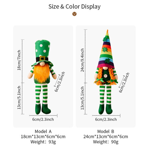 2 Pcs St.Patrick's Day Gnome Plush Decor Home Table Ornament Decor 1