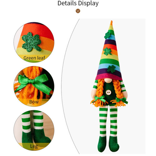 2 Pcs St.Patrick's Day Gnome Plush Decor Home Table Ornament Decor 2