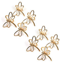 8 Piece Set, Gold Dragonfly Napkin Ring Napkin Holder, Used for Wedding Dinner Dinner Table Decoration Table Decoration