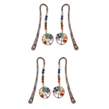 4X Chakra Crystal Bookmark Vintage Metal Tree Bookmarks for Women Student Teacher Graduation Christmas Gift