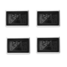 4X Orologio da Parete Digitale, Ampio Display Lcd, A Batteria, Temperatura Interna, Calendario, Tavolo In Piedi, Snooze Senza Retroilluminazione