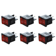 6Pcs Red Light 4 Pin Dpst -Off Snap in Boat Rocker 6A/250V 10A/125V Ac