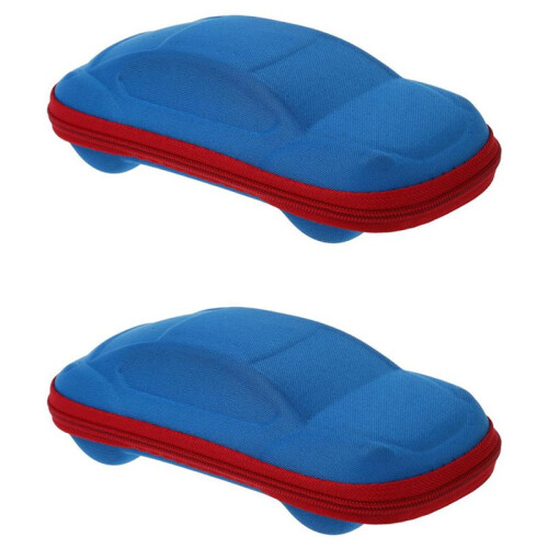 2X Car Shape Kids Spectacles Eyeglasses Glasses Zip Case
