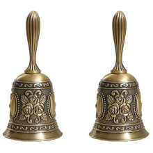 2X Antike Hand Glocke Call Bell Mehr Zweck Glocken für Hochzeits Glocken Temple Bell Schul Glocke für Kleinkinder Bronze