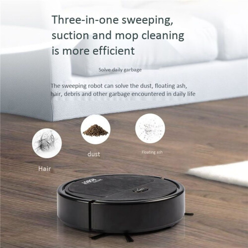 2X  Robot Vacuum Cleaner 3-In-1 Household Cleaning Machine Automatic Vacuum Cleaner,Black 2