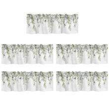 5X Sage Green Curtain Valance for Windows Watercolor Eucalyptus Leaf Rod Pocket Valance Window Treatments Plant Leaves