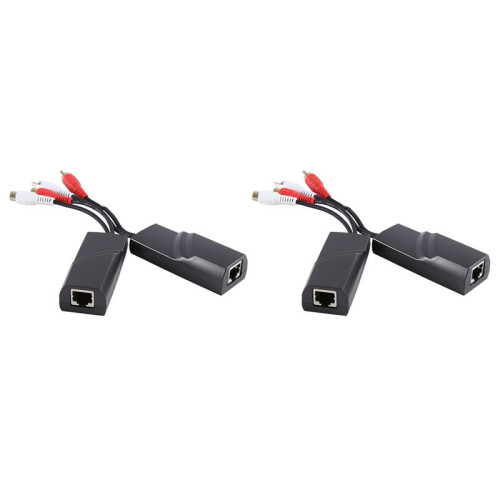 2 Pair RCA Audio Network Cable Extender Twisted Pair Transmitter RCA Interface 2-Way Audio Extender RJ45 to RCA Extender