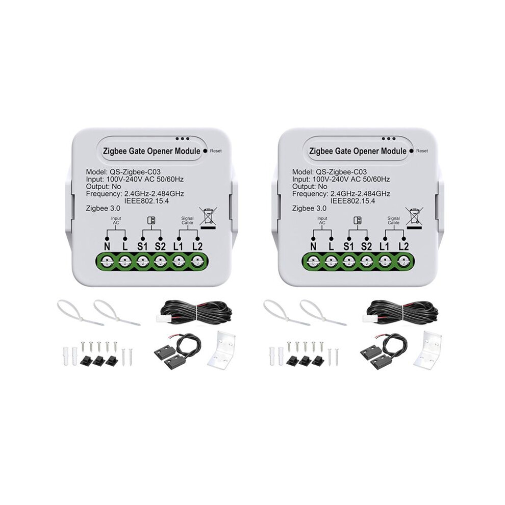 2X Smartzigbee Garage Door Opener - Remote Control Gate Accessory Compatible With Alexa & Googlehome 6032689487234