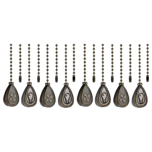8 Pack Bronzed Ceiling Fan Pull Chain Extension, Classic Drop Shaped Pendant Pull Chains for Ceiling Fans and Lights