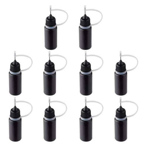 40Pcs Precision Tip Applicator Bottles Black Metal Needle Plastic Bottle 10ML Precision Tip Applicator Bottles 1