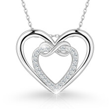 (White gold) Classic Elegant Women's New S925 Sterling Silver Two-Tone Heart Choker, Minimalist Elegant Necklace