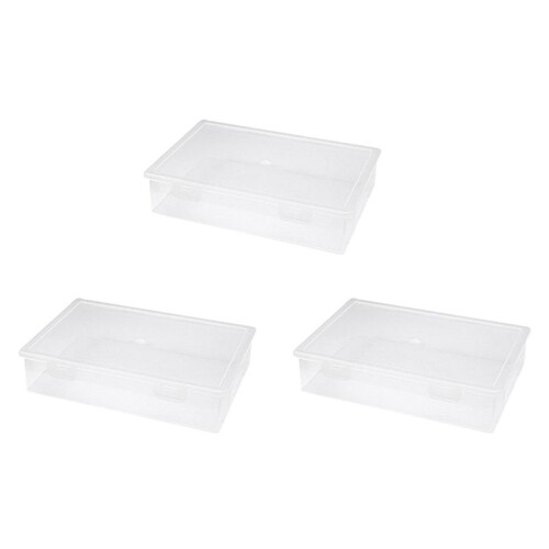 3X Plastic File Organizer Transparent Square Storage Box Storage Box File Storage Box S