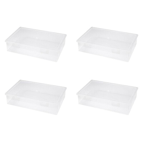 4X Plastic File Organizer Transparent Square Storage Box Storage Box File Storage Box L