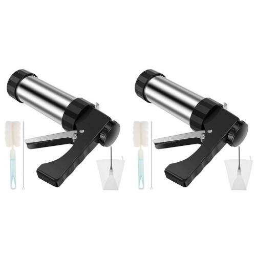 2X Churrera Churro Maker Machine RVS Churro Maker Kit met 3 Verschillende Tips, Spuitmond Hol