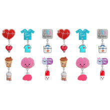 Cute Nurse Badge Reel, 12pcs Funny Nursing ID Card Glitter Badge Holder Retractable Clip Nurse Name Tag Holder