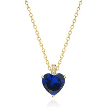 (【September】 Deep Blue Diamond, Gold color) Women's New S925 Sterling Silver Heart Necklace, 12 Birthstone Pendant Choker