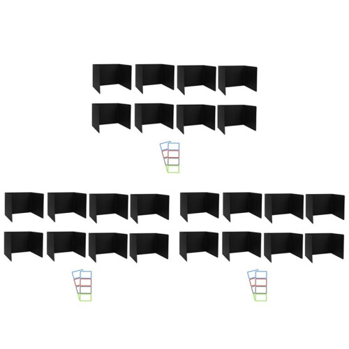 24 Pack Desk Dividers for Students, Waterproof Plastic Study Carrel Divider, Privacy Classroom Shield Black